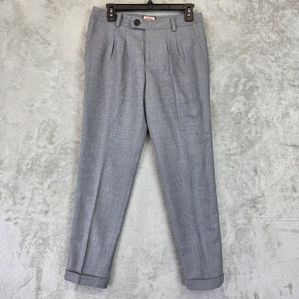 Juicy Couture Pants Womens 4 Gray Wool Pleated Cuffed Dress Trousers JG005180